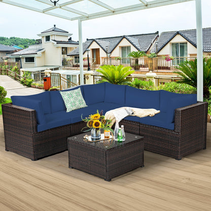 6 Pieces Patio Furniture Sofa Set with Cushions