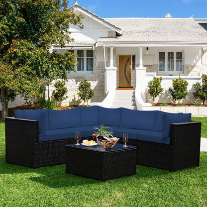 6 Pieces Patio Furniture Sofa Set with Cushions