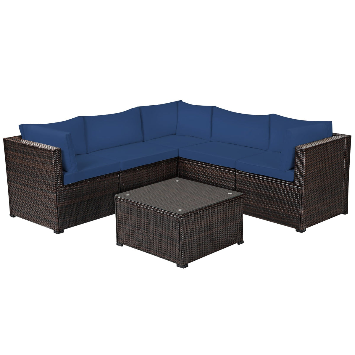6 Pieces Patio Furniture Sofa Set with Cushions