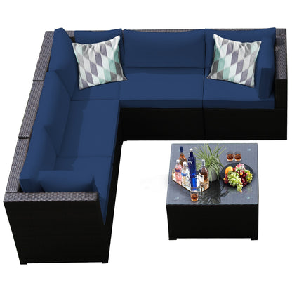 6 Pieces Patio Furniture Sofa Set with Cushions