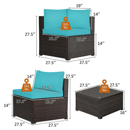 6 Pieces Patio Furniture Sofa Set with Cushions
