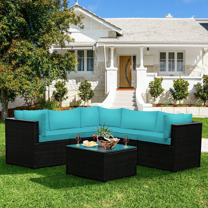 6 Pieces Patio Furniture Sofa Set with Cushions