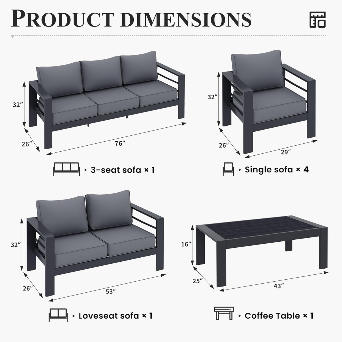 7-Piece Aluminum Patio Furniture Set