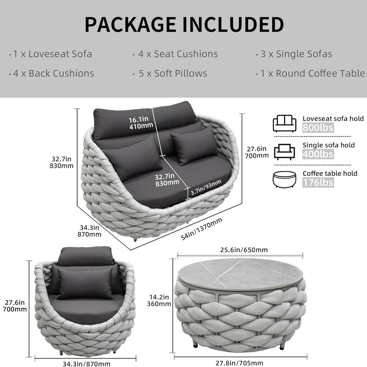 6-Piece Aluminum Outdoor Conversation Set
