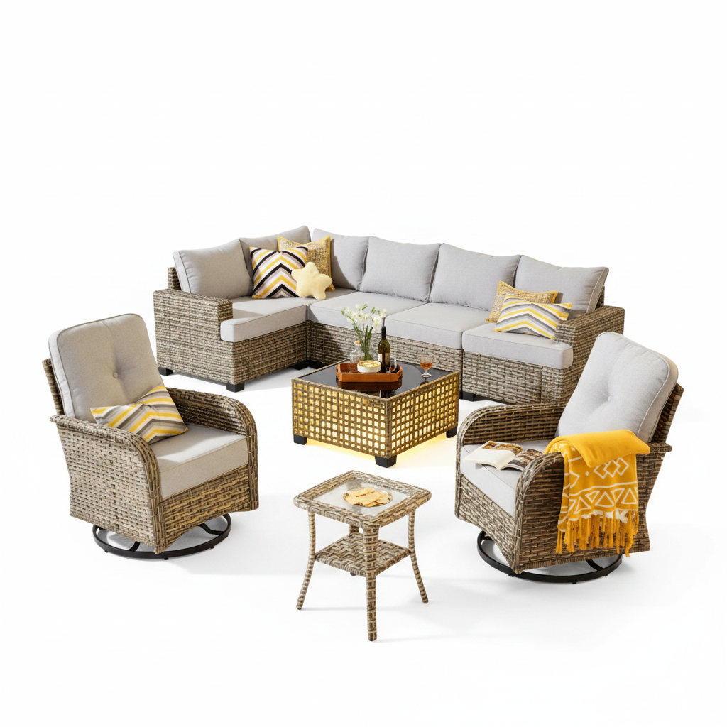 9-Piece Wicker Patio Furniture Set