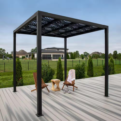 8' x 8' Matte Black Aluminum Pergola