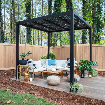 8' x 8' Matte Black Aluminum Pergola