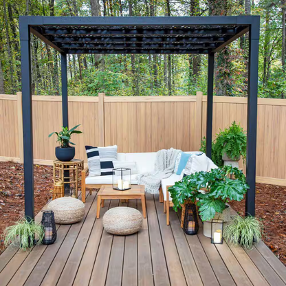 8' x 8' Matte Black Aluminum Pergola