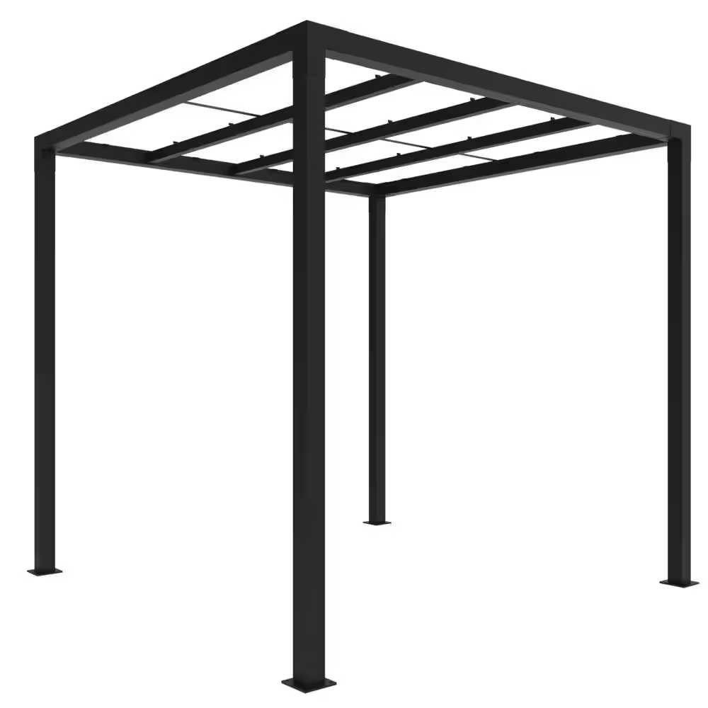 8' x 8' Matte Black Aluminum Pergola
