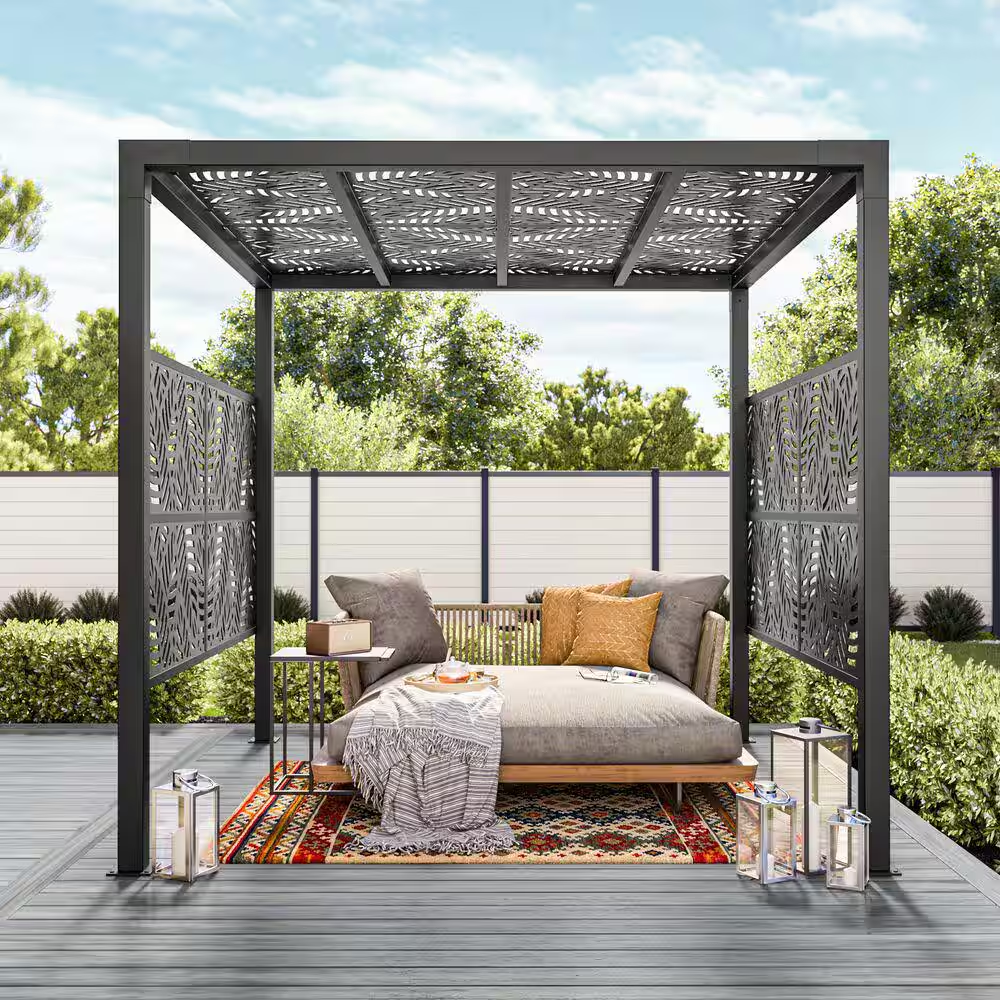 8' x 8' Matte Black Aluminum Pergola