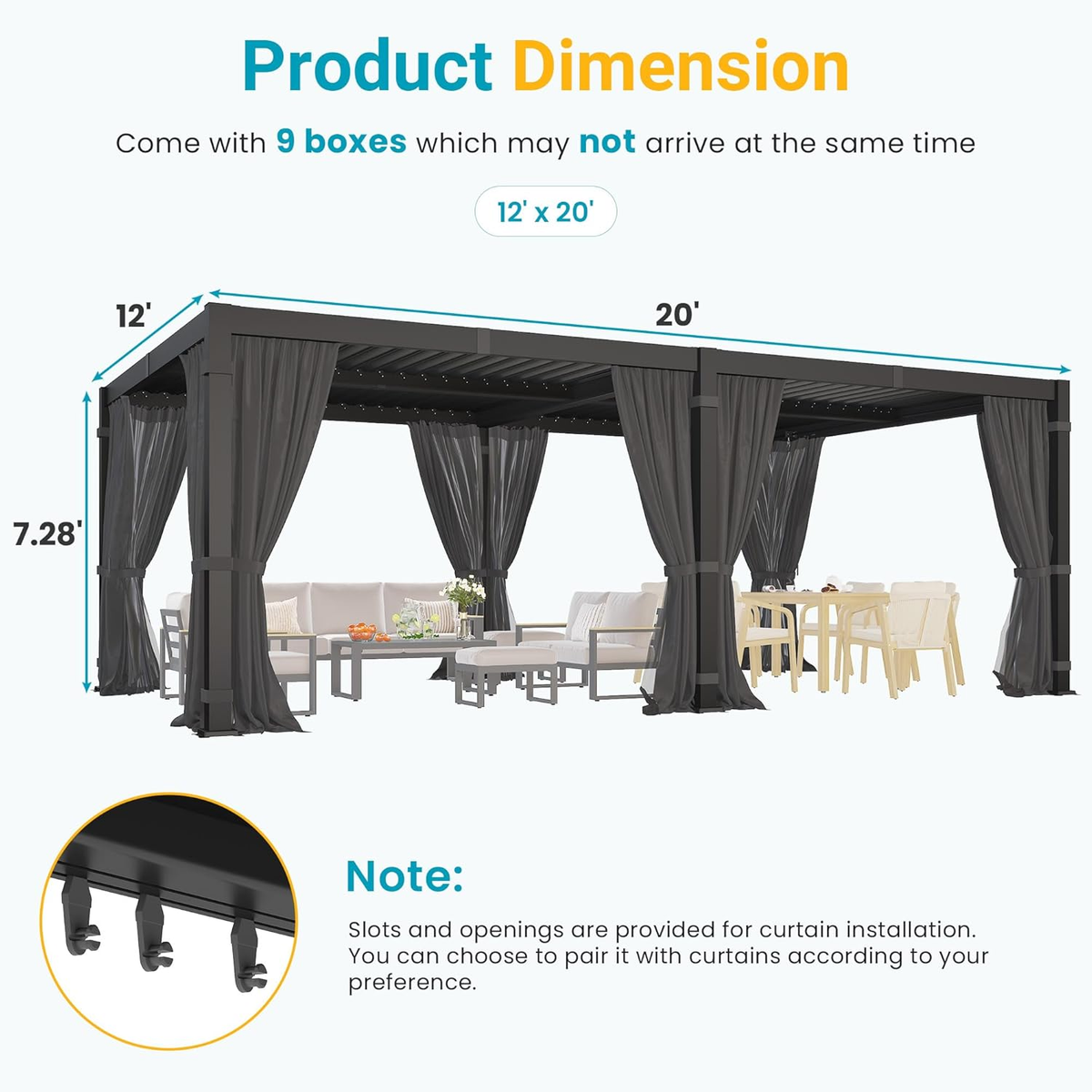 12' x 20' Louvered Aluminum Pergola