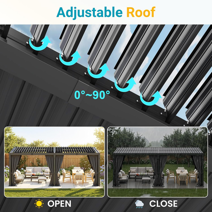 12' x 20' Louvered Aluminum Pergola